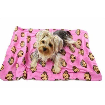 KLIPPO PET Klippo Pet KBLNK055 Silly Monkey Ultra-Plush Blanket; Pink - One Size KBLNK055